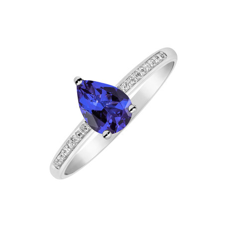Diamond ring with Tanzanite Tearfall