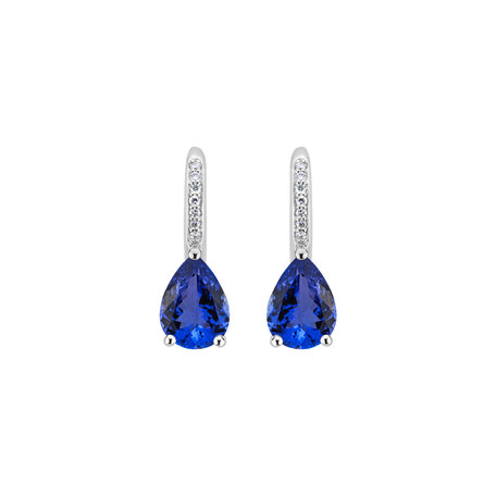 Diamond earrings with Tanzanite Tearfall