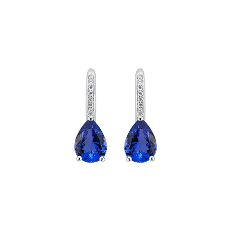 Diamond earrings with Tanzanite Tearfall