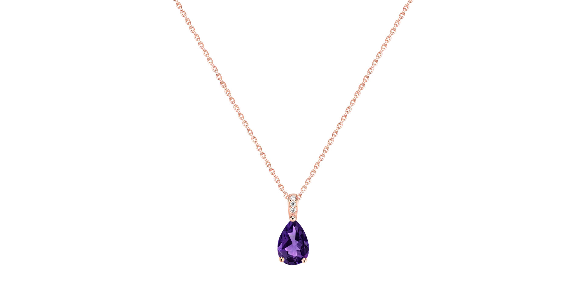 Diamond necklace with Amethyst Tearfall
