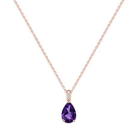 Diamond necklace with Amethyst Tearfall