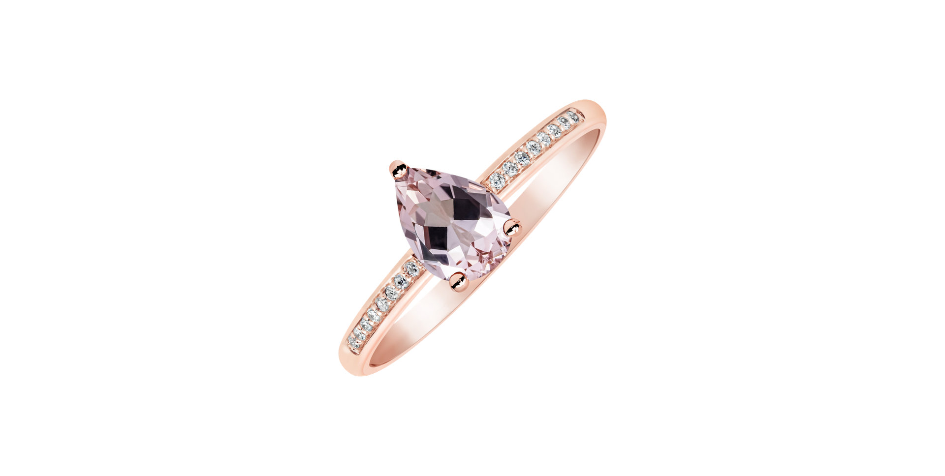 Diamond ring with Morganite Tearfall