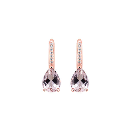 Diamond earrings with Morganite Tearfall