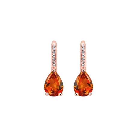 Diamond earrings with Citrine Tearfall