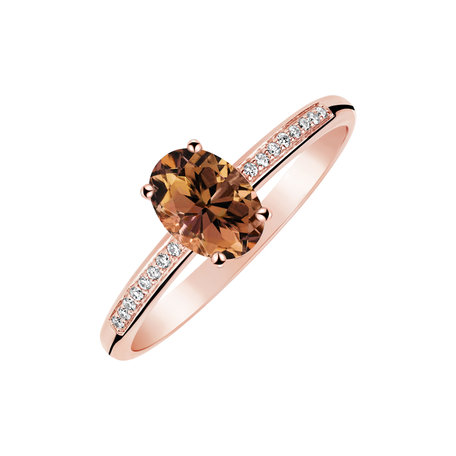 Diamond ring with Tourmaline Pauliene