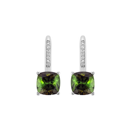 Diamond earrings with Tourmaline Calliope