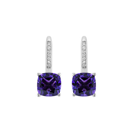 Diamond earrings with Amethyst Calliope