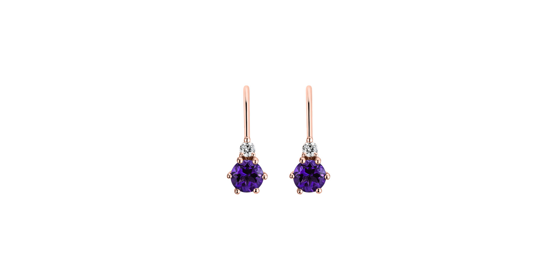 Diamond earrings with Amethyst Lux