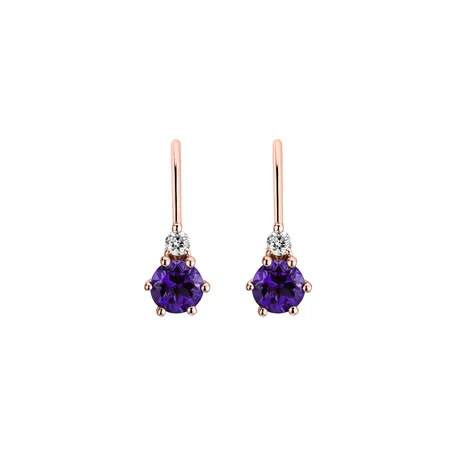 Diamond earrings with Amethyst Lux
