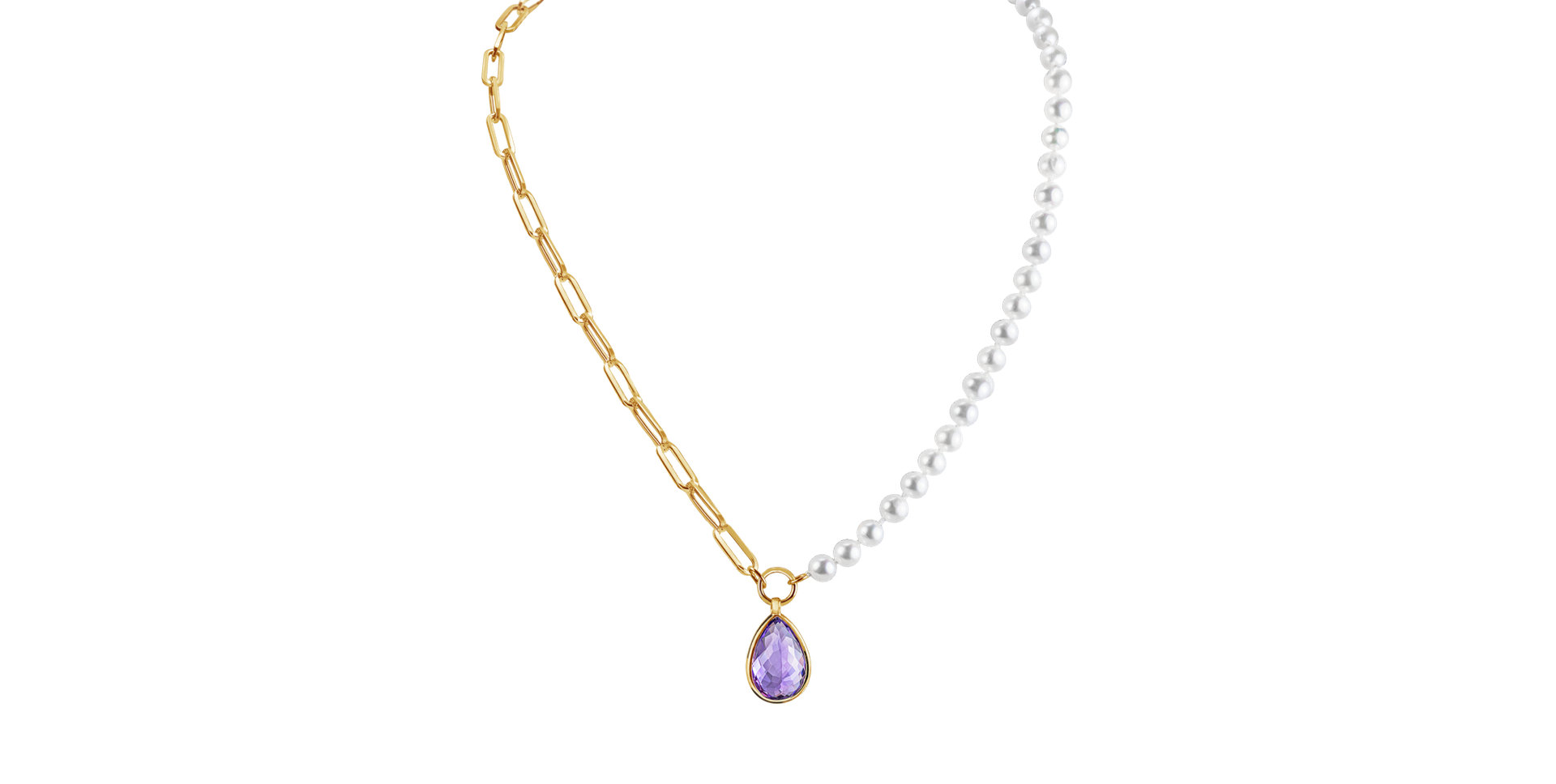 Necklace with pearls wnd Amethyst Lavender Twilight