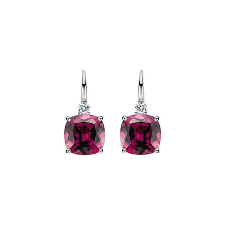 Diamond earrings with Rhodolite The Duchess
