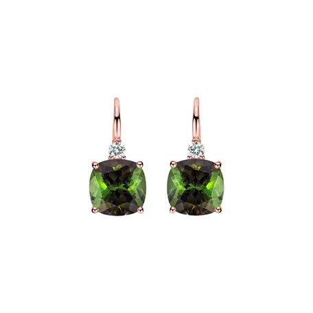 Diamond earrings with Tourmaline The Duchess