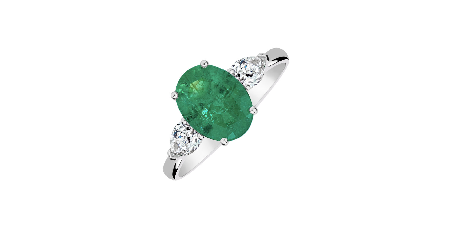 Diamond ring with Emerald Fiona