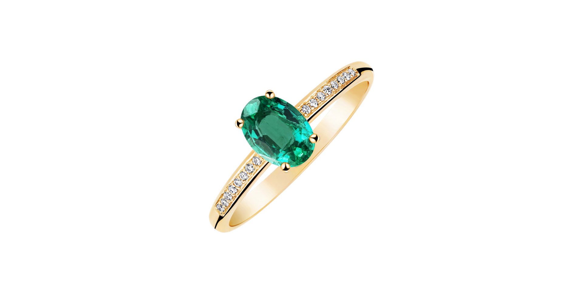 Diamond ring with Emerald Pauliene