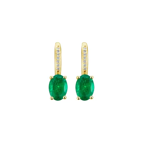 Diamond earrings with Emerald Lucrezia