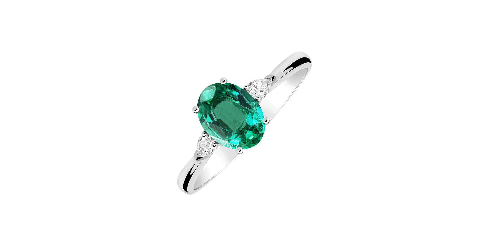 Diamond ring with Emerald Fiona