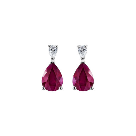 Diamond earrings with Ruby Whispers of Avalon