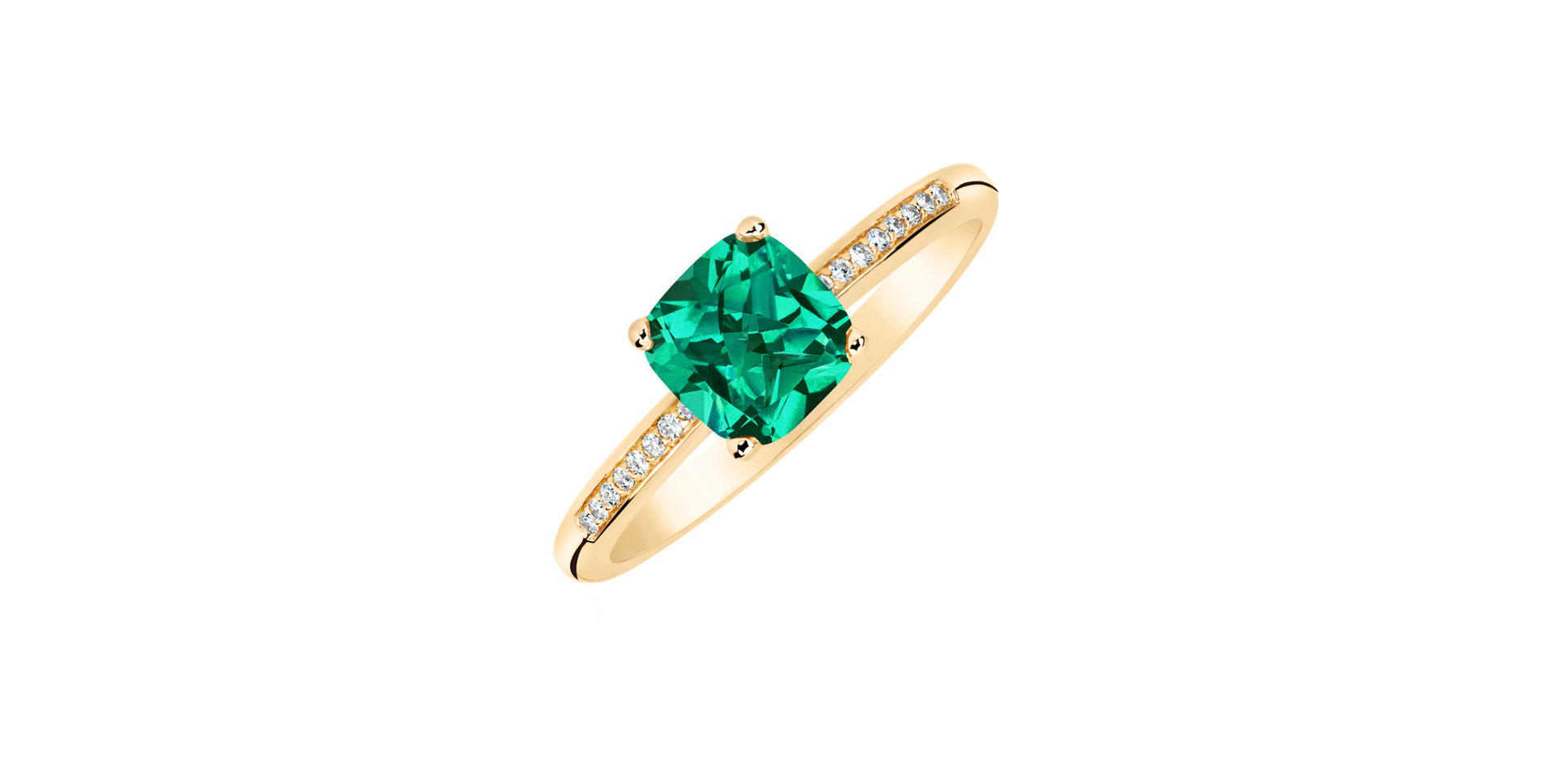 Diamond ring with Emerald Melody Harmony