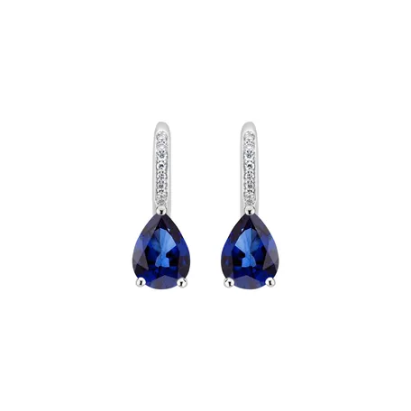 Diamond earrings with Sapphire Tearfall