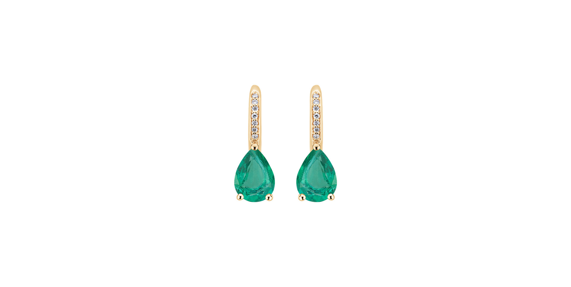 Diamond earrings with Emerald Tearfall
