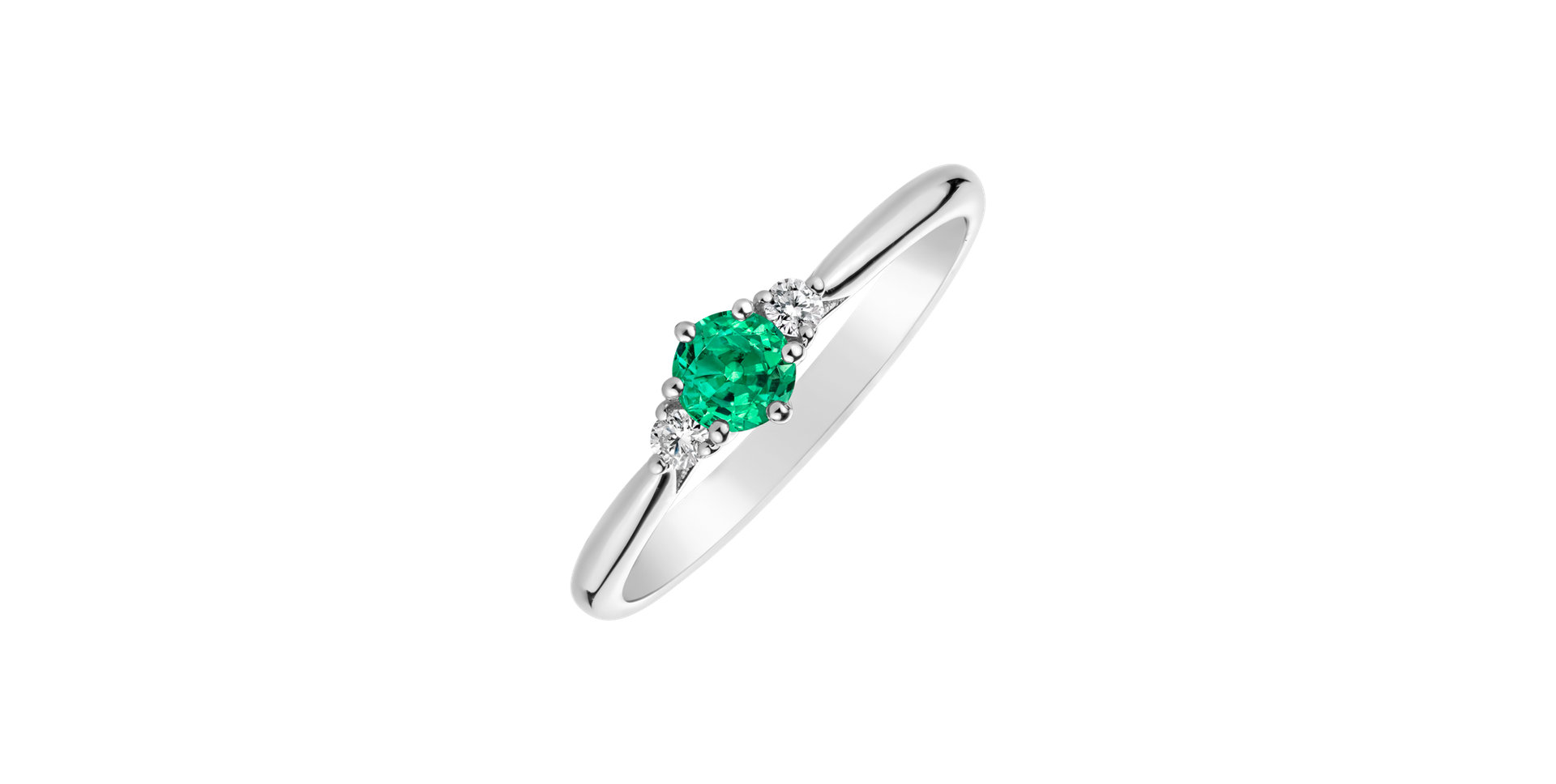Diamond ring with Emerald Midnight Serenity