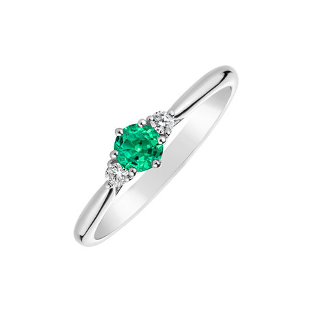 Diamond ring with Emerald Midnight Serenity