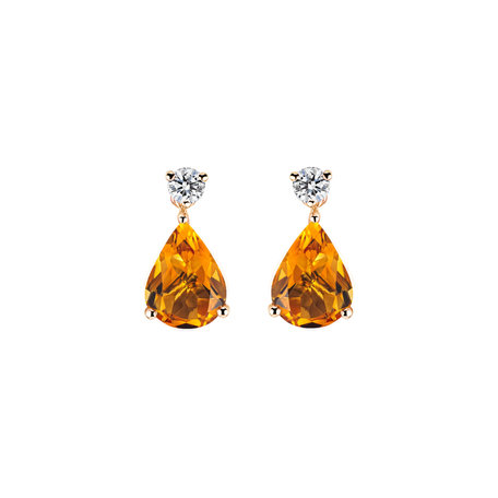 Diamond earrings with Citrine Galatea