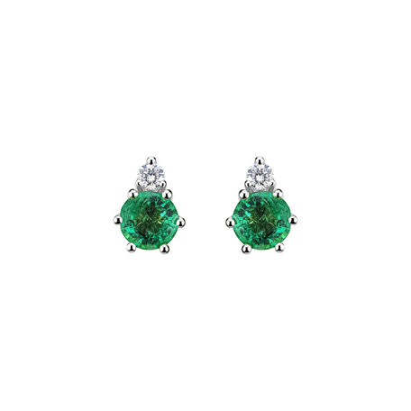 Diamond earrings with Emerald Midnight Serenity