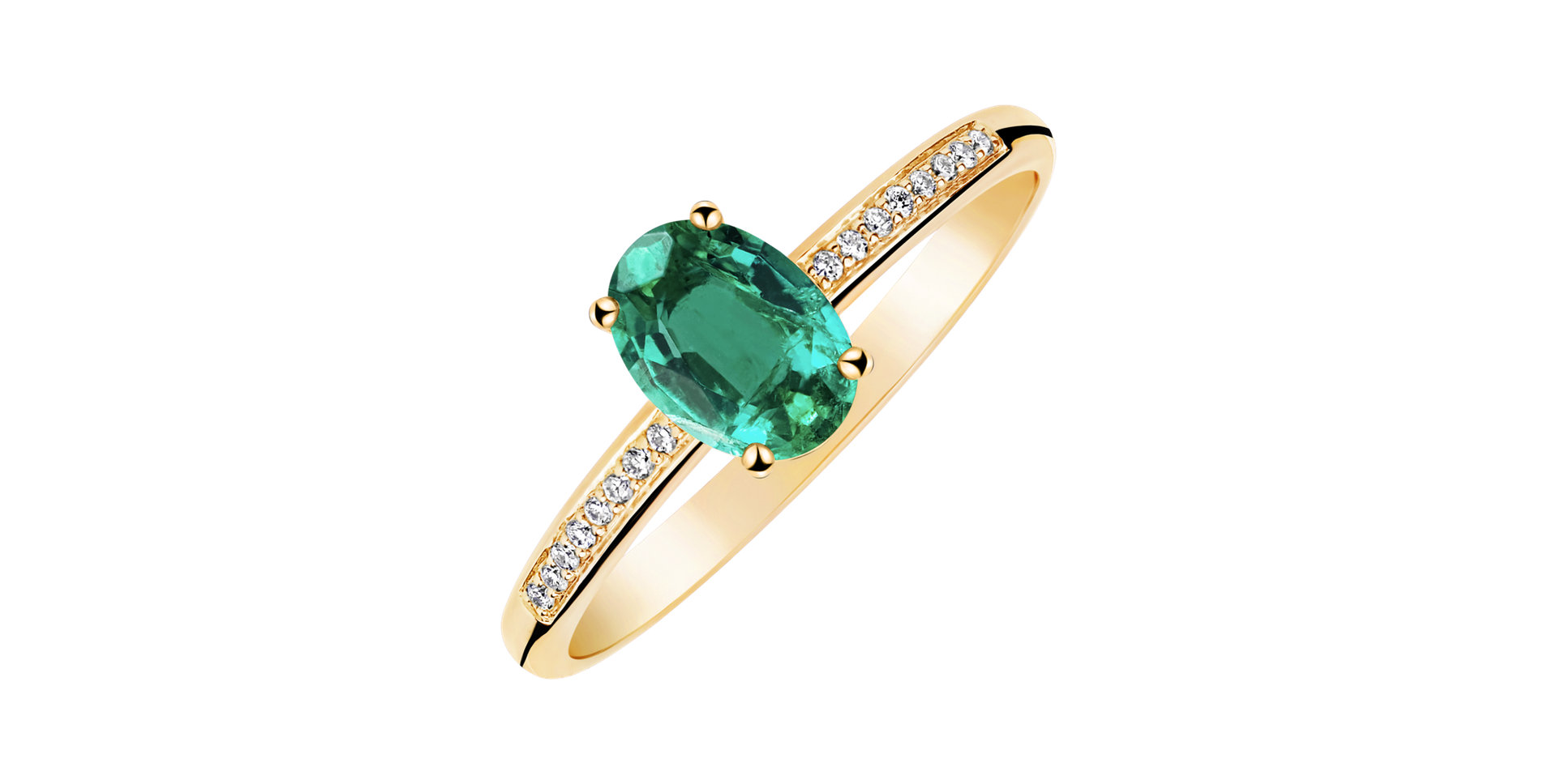 Diamond ring with Emerald Lauriene