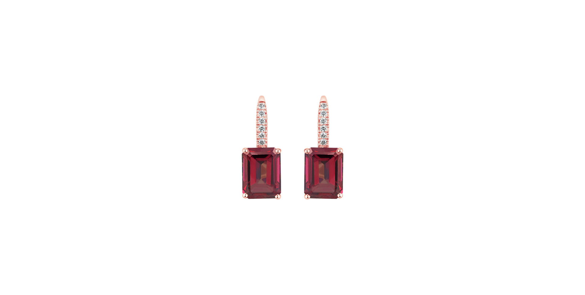 Diamond earrings with Rhodolite Mireth