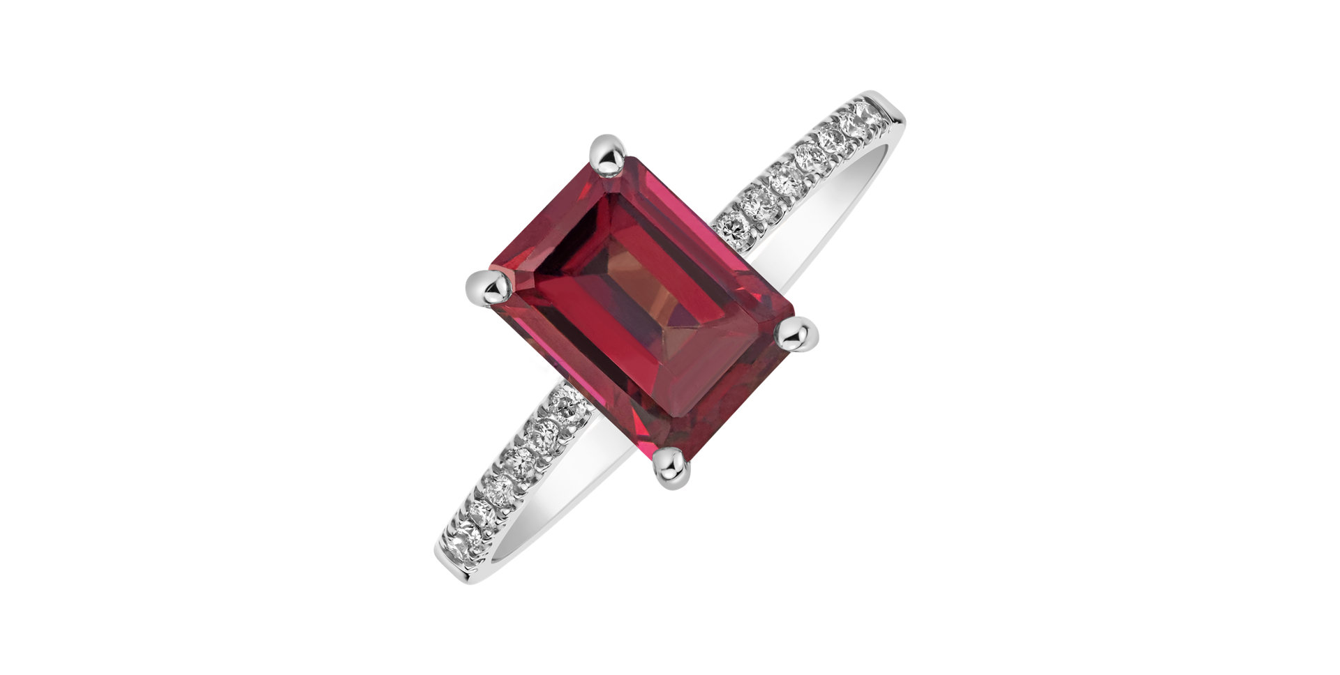 Diamond ring with Rhodolite Mireth