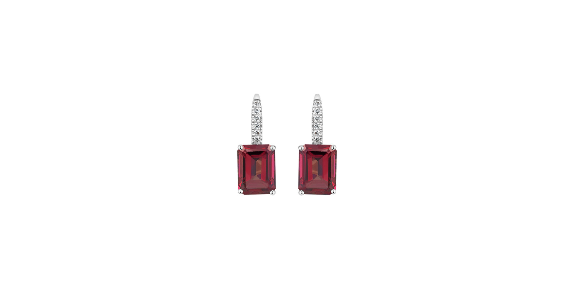 Diamond earrings with Rhodolite Mireth