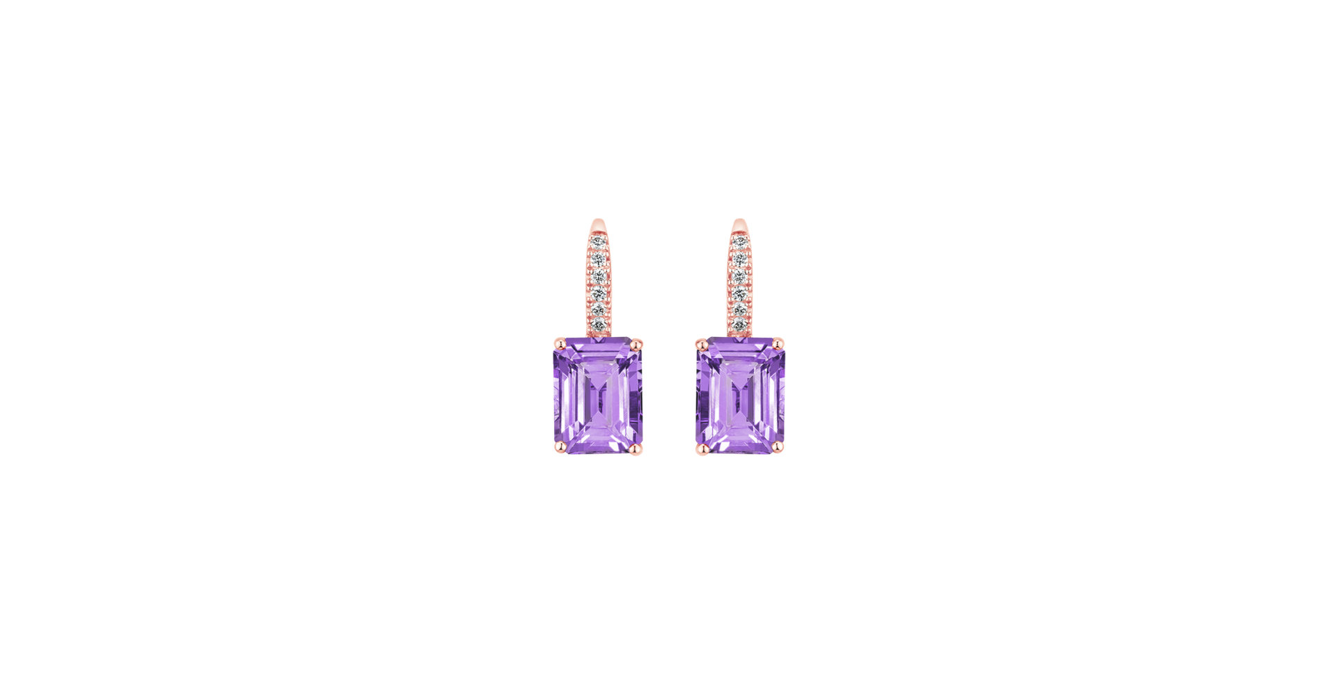 Diamond earrings with Amethyst Mireth