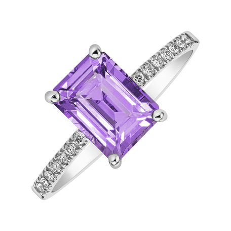 Diamond ring with Amethyst Mireth