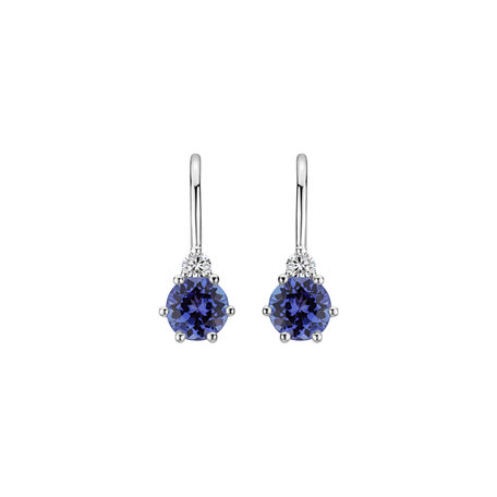 Diamond earrings with Tanzanite Midnight Serenity