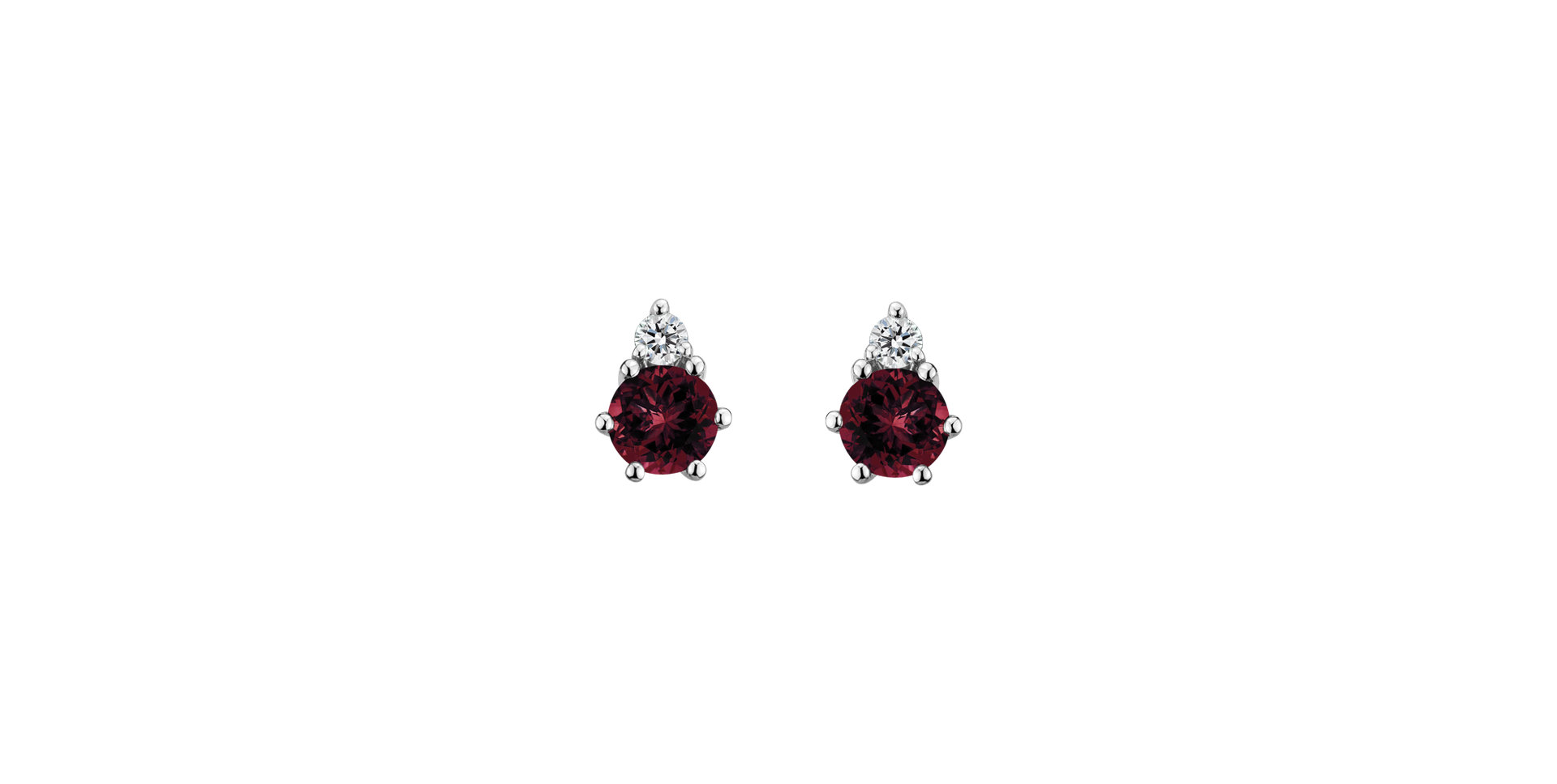 Diamond earrings with Rhodolite Midnight Serenity