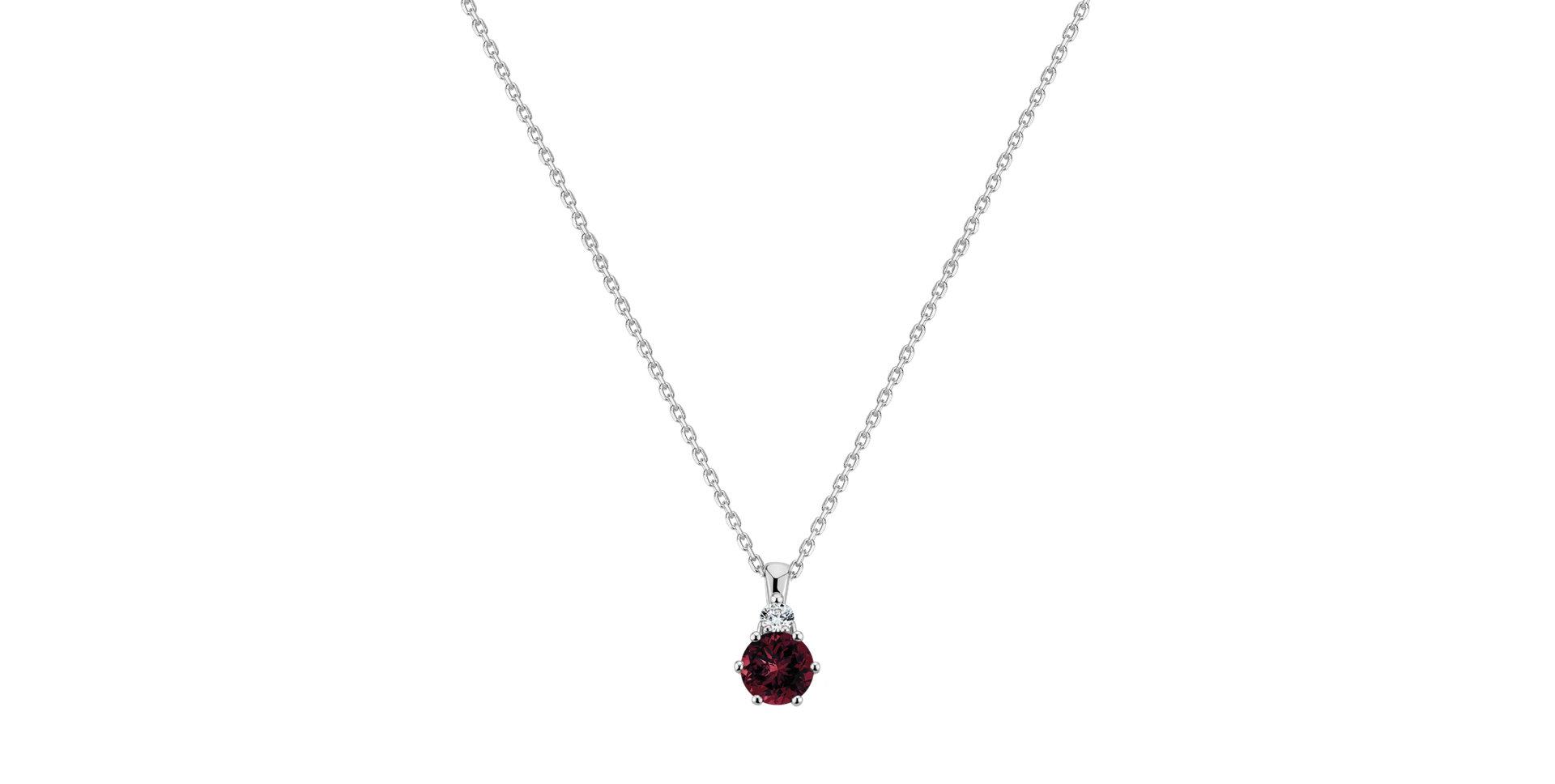 Diamond necklace with Rhodolite Midnight Serenity