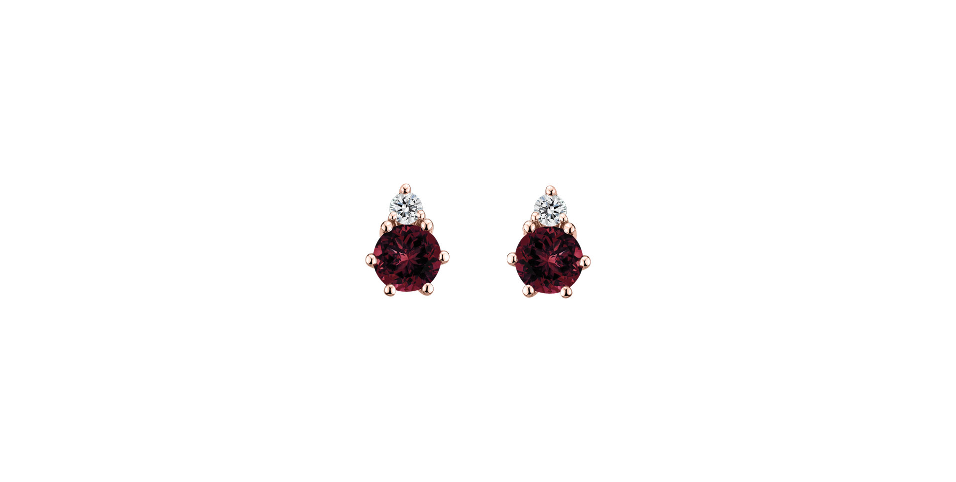 Diamond earrings with Rhodolite Midnight Serenity