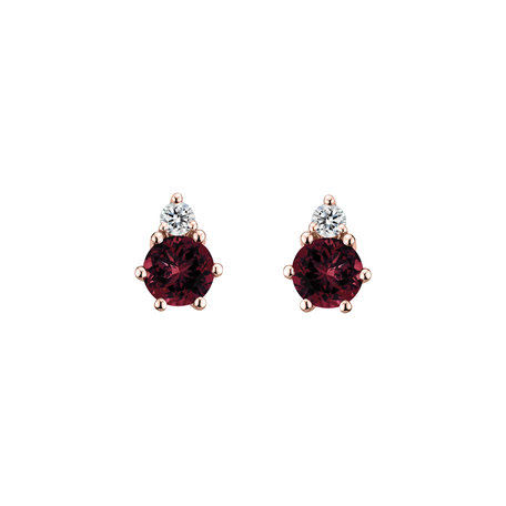 Diamond earrings with Rhodolite Midnight Serenity