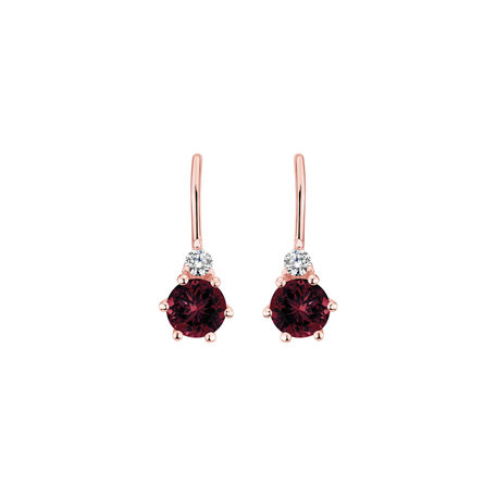 Diamond earrings with Rhodolite Midnight Serenity
