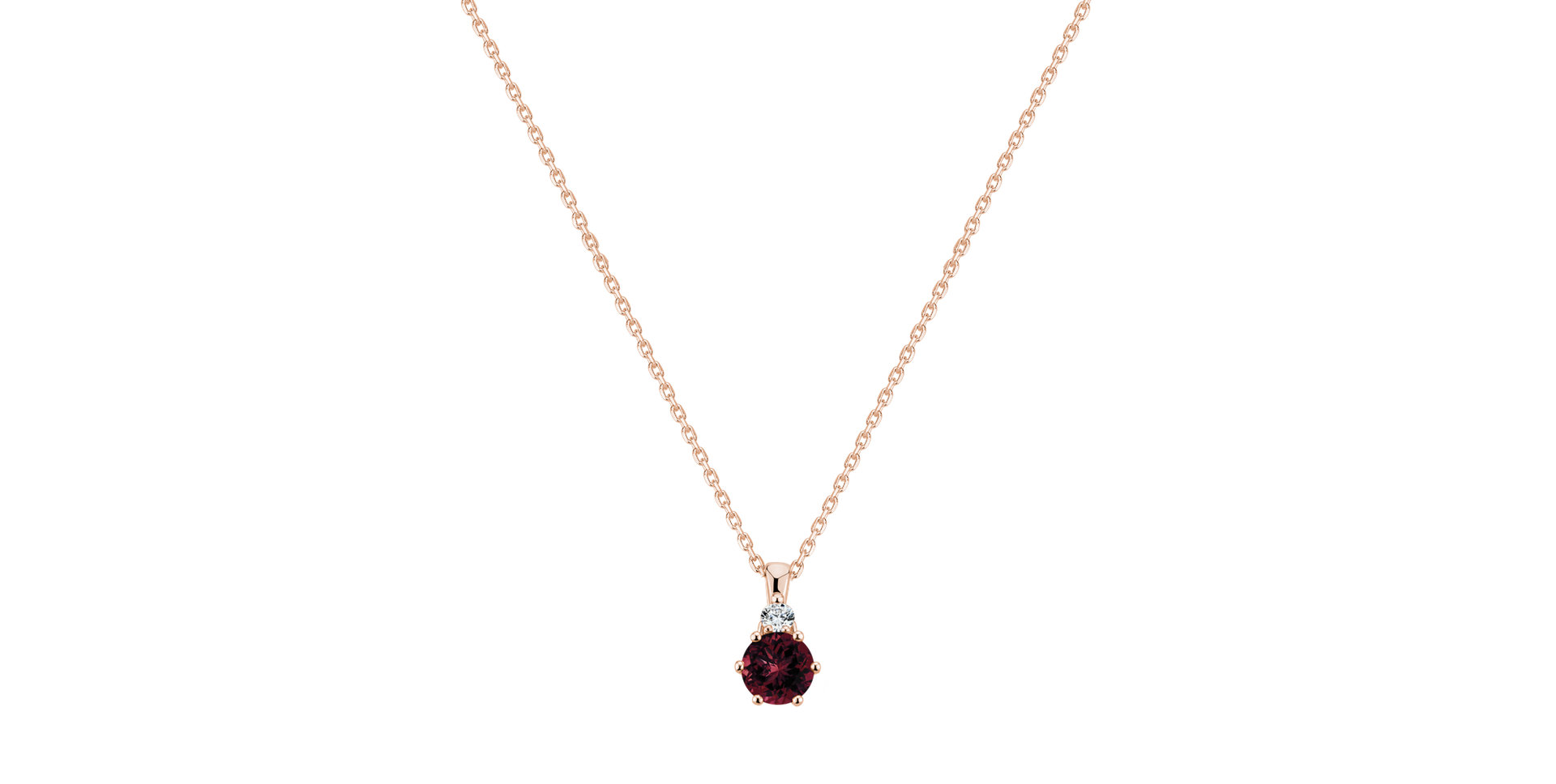 Diamond necklace with Rhodolite Midnight Serenity