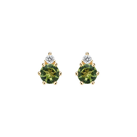 Diamond earrings with Peridote Celestara