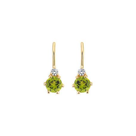 Diamond earrings with Peridote Midnight Serenity