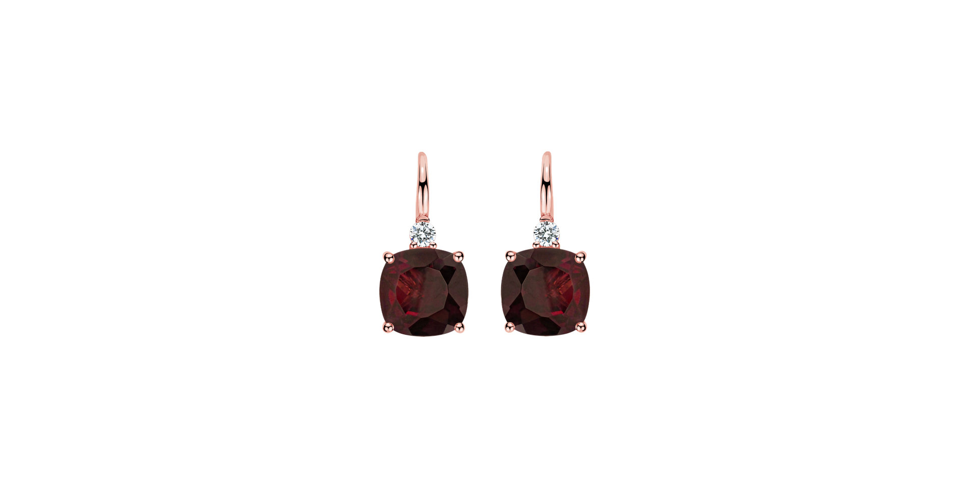 Diamond earrings with Rhodolite The Countess