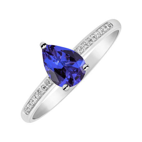 Diamond ring with Tanzanite Teardrop