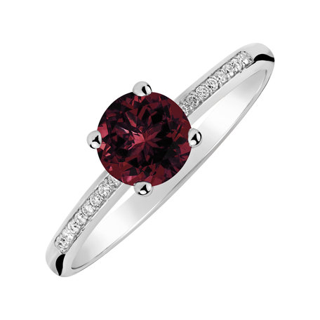 Diamond ring with Rhodolite Satin
