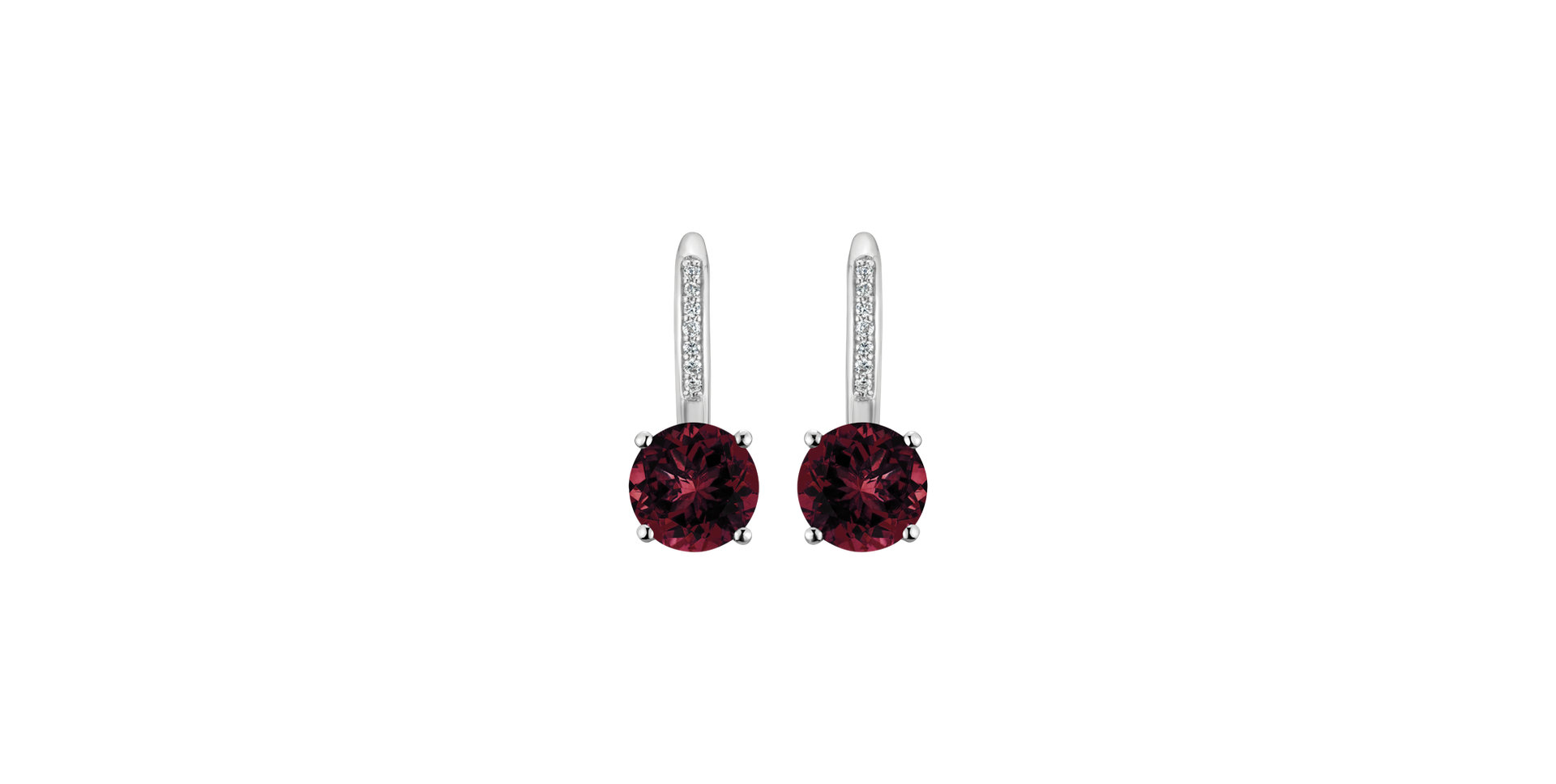 Diamond earrings with Rhodolite Carleton