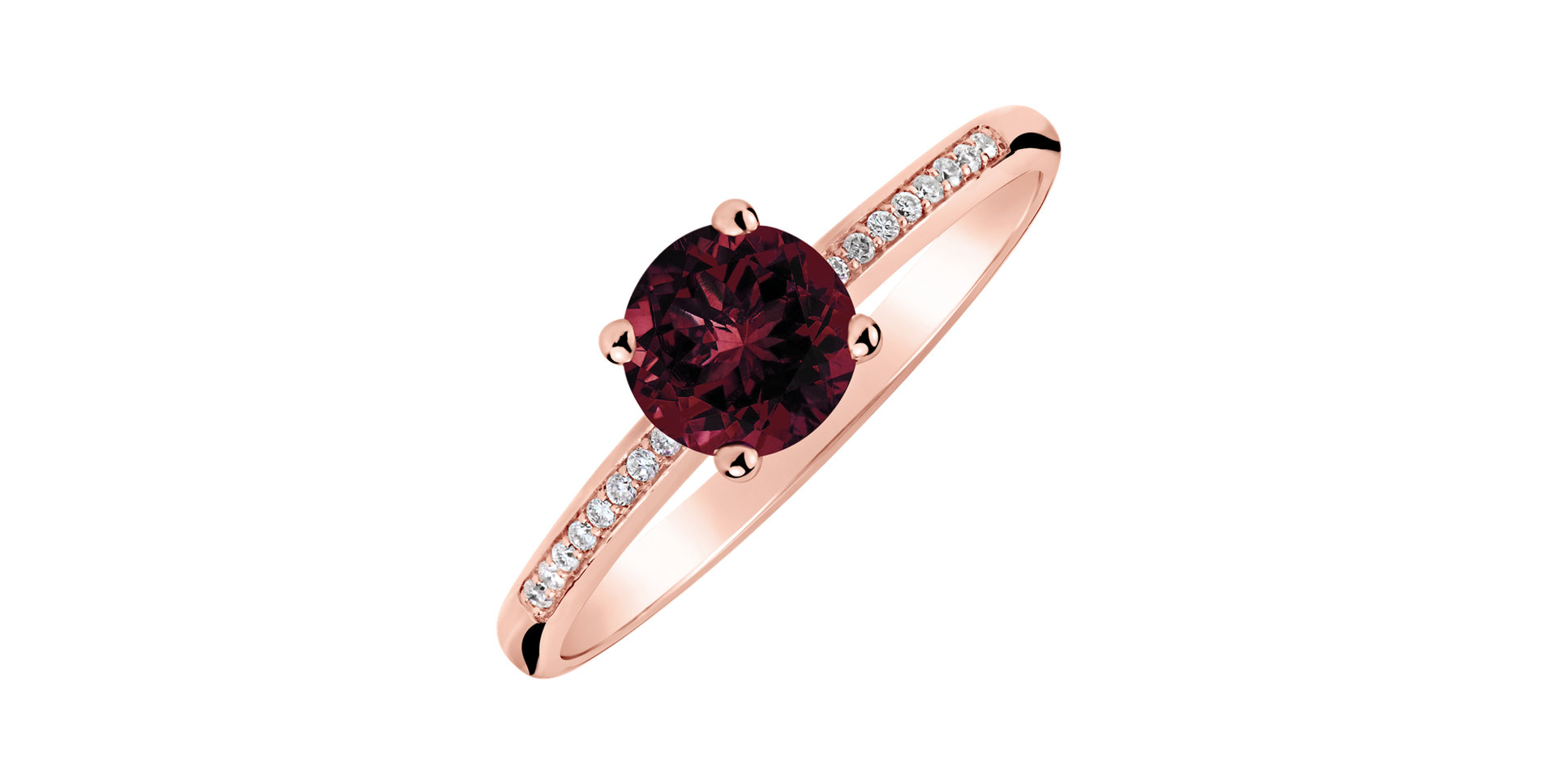 Diamond ring with Rhodolite Satin