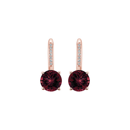 Diamond earrings with Rhodolite Carleton