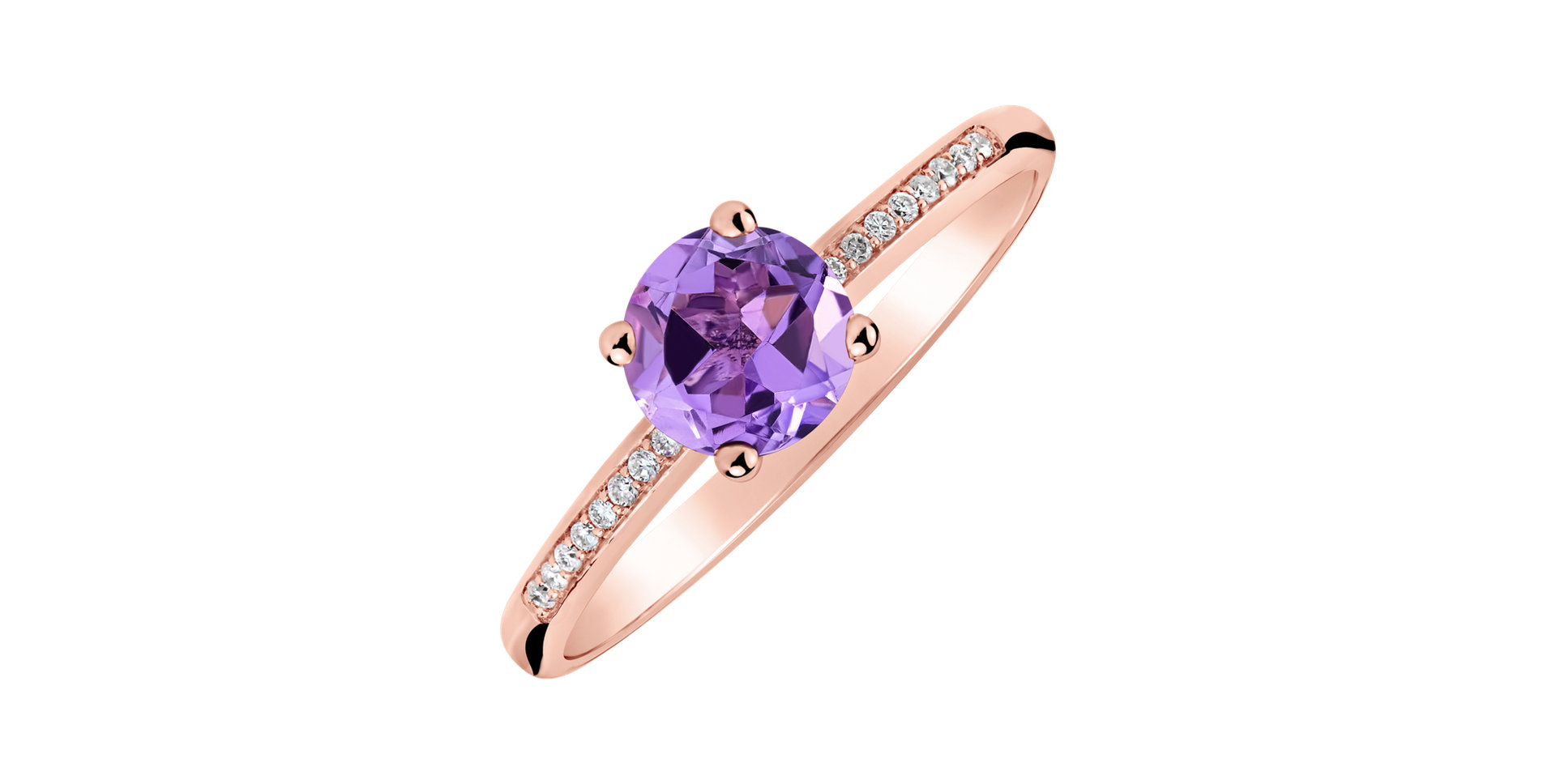 Diamond ring with Amethyst Satin